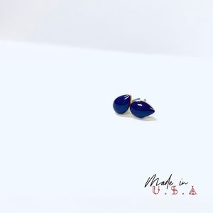 Petite Petal Gold Back Earrings - Royal Purple